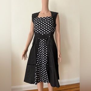 Brand new black fit and flare dress polka white dot print classy casual elegant